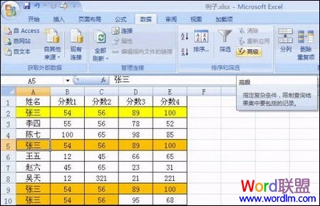 Excel2007中快速删除重复记录的技巧